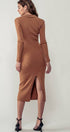 Urban Daizy Ribbed Collared Button Front Midi Sweater Dress H-Grey Dress - Women's (UDZ-DR-00328) – alternate view 4