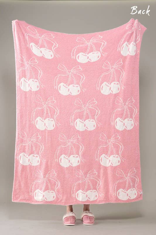 Urban Daizy Cherry Bow Reversible Plush Throw Blanket Pink Throw Blanket (UDZ-AC-00130) – alternate view 2