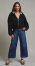 Lace-Lined Hooded Cotton Zip Jacket