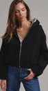 Lace-Lined Hooded Cotton Zip Jacket