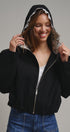 Lace-Lined Hooded Cotton Zip Jacket