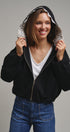 Lace-Lined Hooded Cotton Zip Jacket