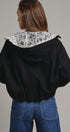 Lace-Lined Hooded Cotton Zip Jacket