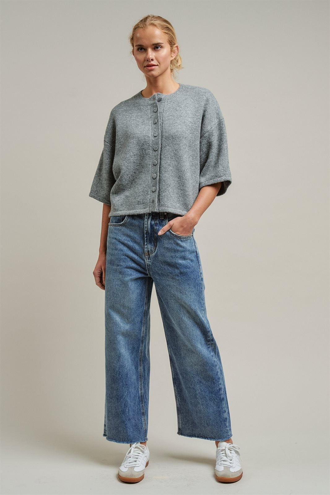 Wide Leg High Waist Denim Jeans in DENIM - Women's Straight Jeans | Urban Daizy