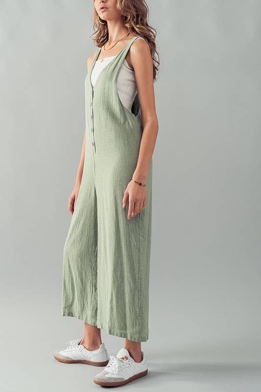 Urban Daizy Textured Button Front Wide Leg Jumpsuit Mauve Jumpsuit - Women's (UDZ-JR-00017) – alternate view 14