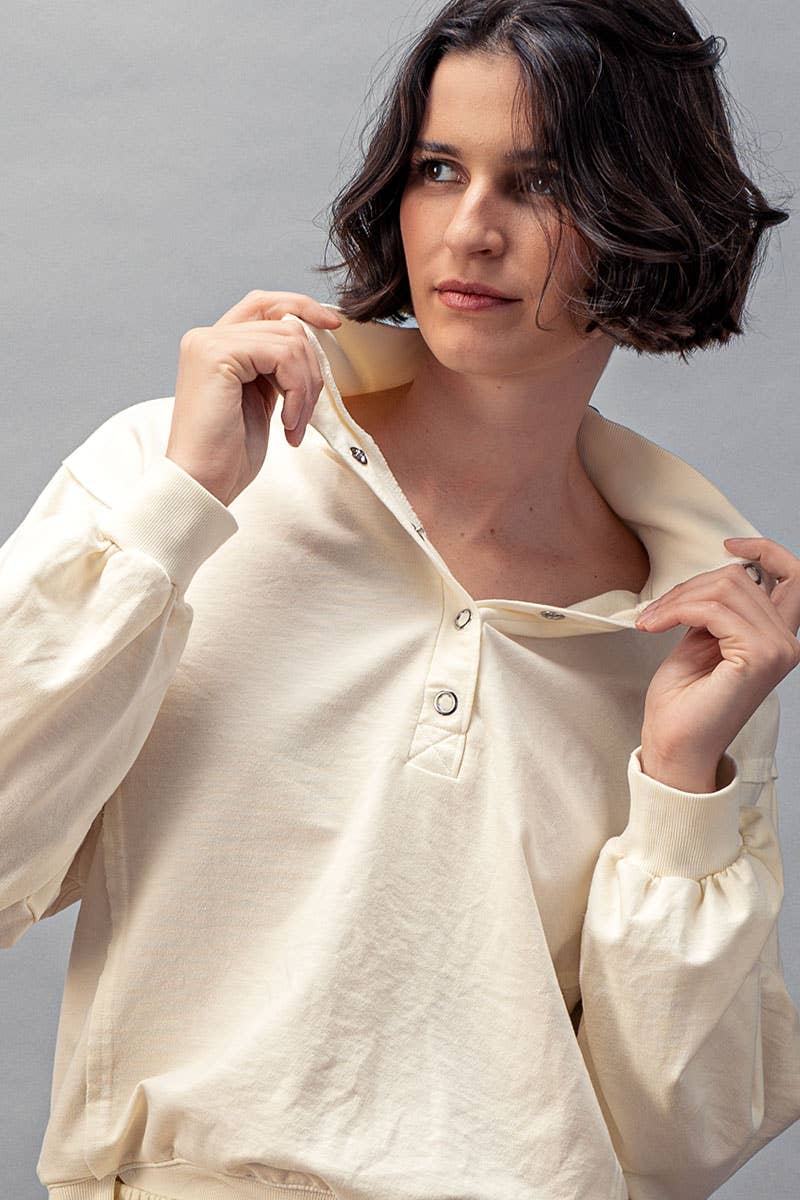 Vintage Wash Snap-Front Sweatshirt