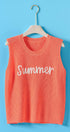 Urban Daizy "Summer" Script Embroidered Knit Tank Top Coral Tank Top - Women's (UDZ-TP-01064)