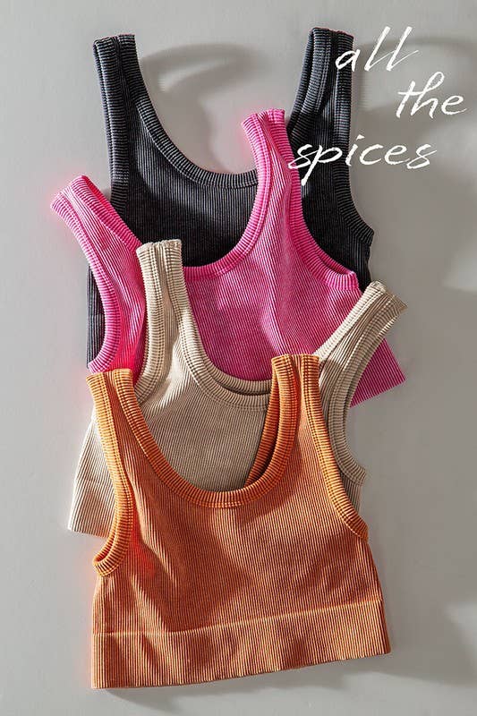 Urban Daizy Mineral Wash Ribbed Scoop Neck Crop Tank Top Black Tank Top - Women's (UDZ-TP-00275) – alternate view 19