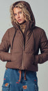 Urban Daizy Cozy Drawstring Hooded Puffer Jacket Black Puffer Jacket - Women's (UDZ-KN-00653) – alternate view 21