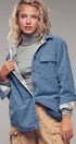 Urban Daizy Plaid Flannel-Lined Corduroy Shacket Taupe Shirt Jacket/Shacket - Women's (UDZ-KN-00150) – alternate view 25