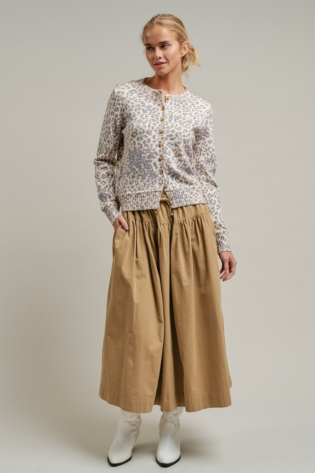 Muted Leopard Print Knit Button Cardigan in LEOPARD - Women's Cardigans & Shrugs | Urban Daizy