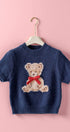 Urban Daizy Coquette Teddy Bear Ribbon Bow Knit Top Navy Knit Top - Women's (TNSW1128)