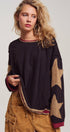 Urban Daizy Raw Seam Star Patch Slouchy Knit Top Brown Knit Top - Women's (UDTP1432-Brown) – alternate view 3