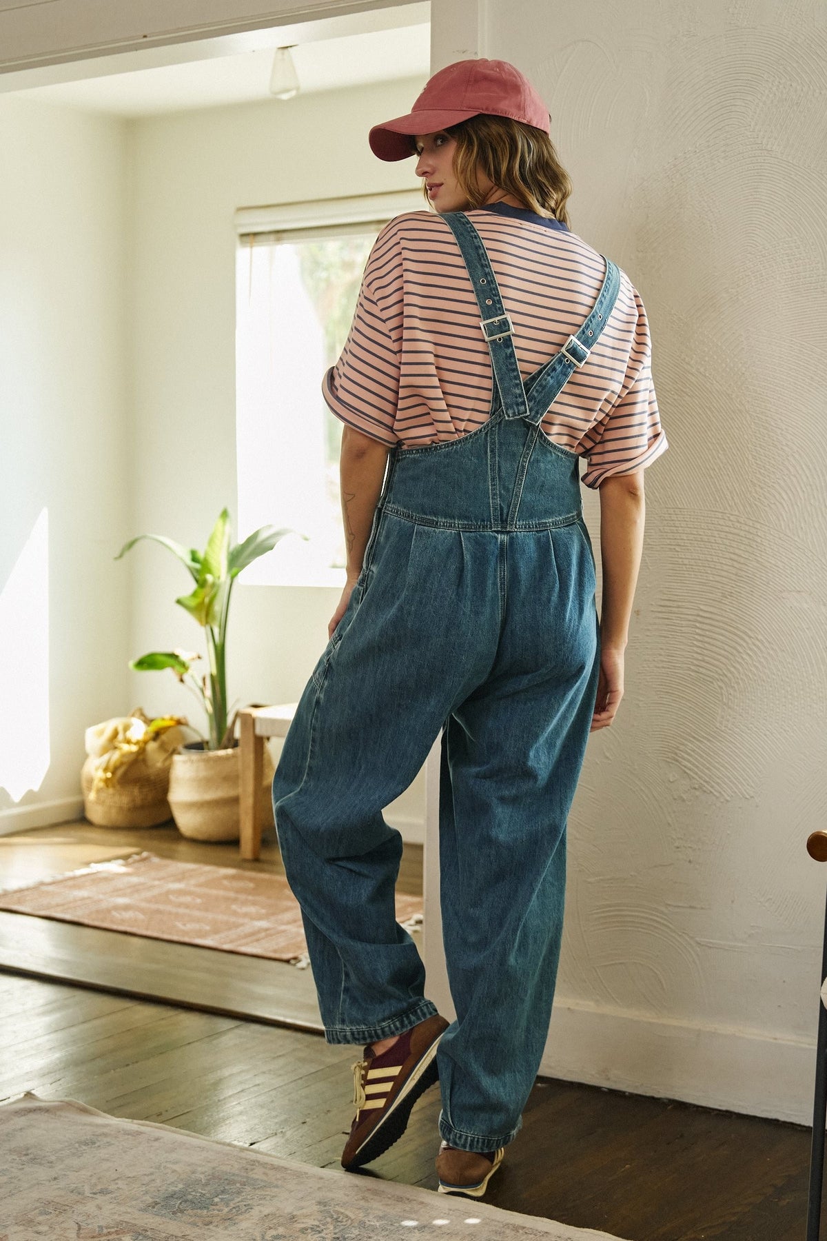 Wide Leg Denim Overalls with Utility Pockets in DENIM - Women's Jumpsuits | Urban Daizy