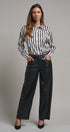 Ribbon Stripe Satin Button Down