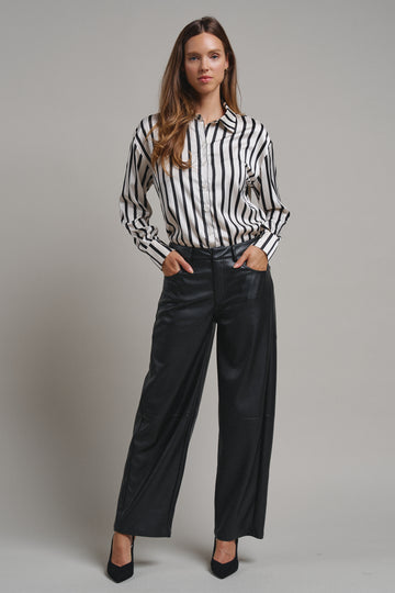 Ribbon Stripe Satin Button Down
