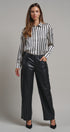 Ribbon Stripe Satin Button Down