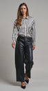 Ribbon Stripe Satin Button Down
