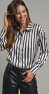 Ribbon Stripe Satin Button Down