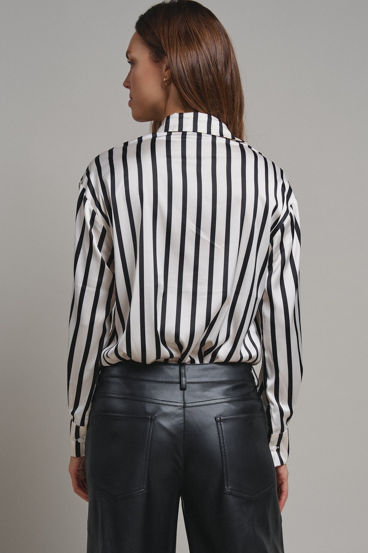Ribbon Stripe Satin Button Down