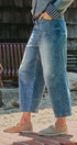 Vintage Wash Cropped Wide-Leg Jeans in DENIM - Women's Casual Pants | Urban Daizy