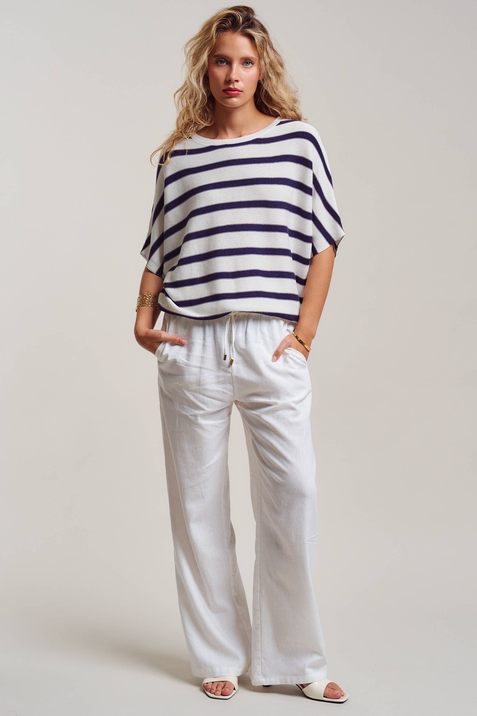 Relaxed Dolman Sleeve Knit Sweater Top