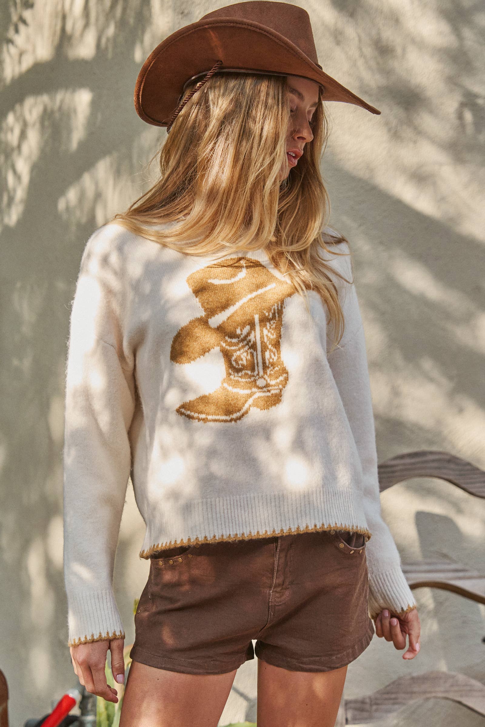 Cowboy Boot Graphic Knit Sweater