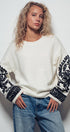 Urban Daizy Embroidered Sleeve Ivory Knit Sweater Ivory-Black Knit Sweater - Women's (UDZ-KN-00654) – alternate view 5