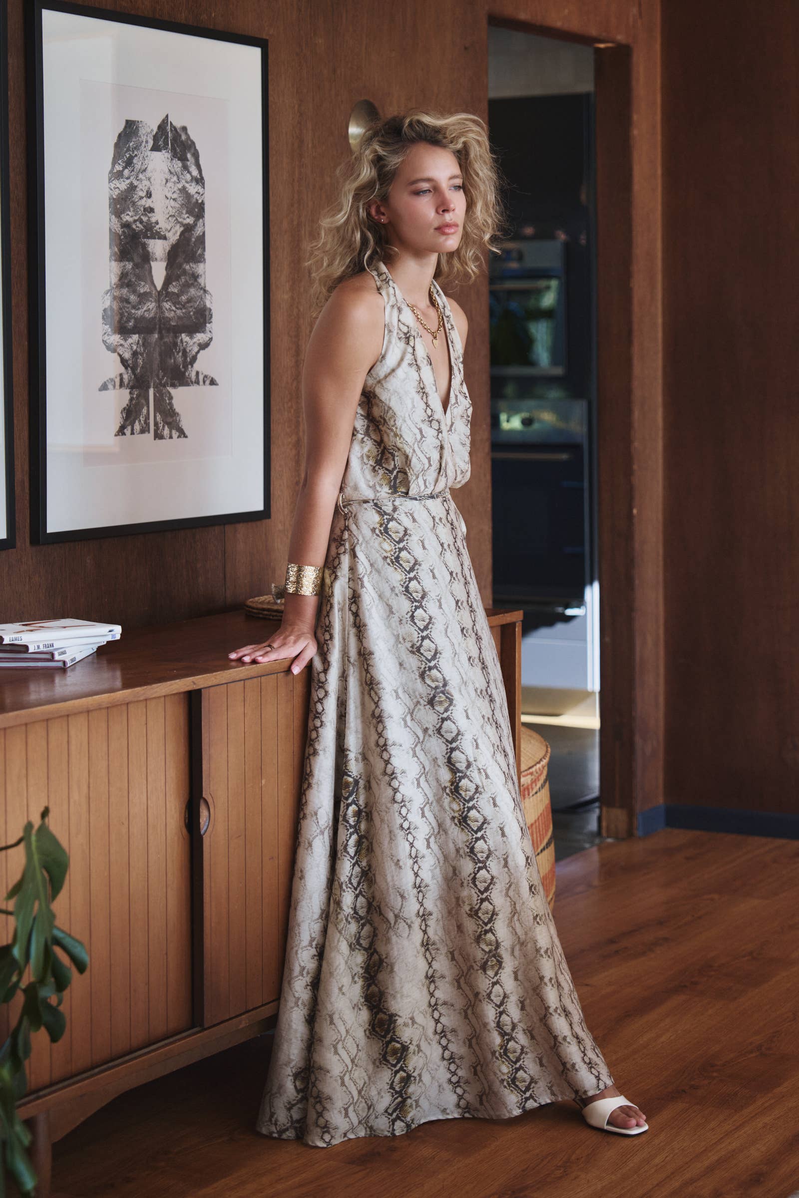 Urban Daizy Snake Print Tencel Linen Halter Maxi Dress Multi Dress - Women's (UDZ-DR-00523) – alternate view 7