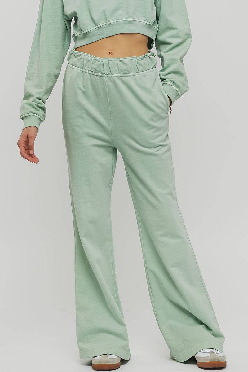 Urban Daizy Mineral Wash Wide Leg Elastic Waist Casual Sweatpants Cream Lounge Sweatpants Joggers - Women's…