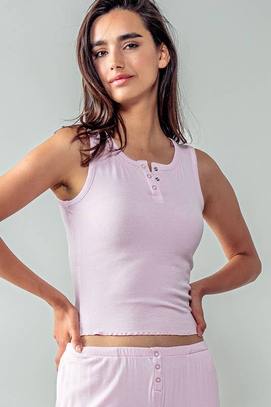 Urban Daizy Ribbed Bamboo Henley Tank Top Black Tank Top - Women's (UDZ-TP-00520) – alternate view 12