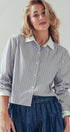 Urban Daizy Stripe Contrast Collar Button Down Shirt Stripe Button Down Shirt - Women's (UDZ-TP-01006) – alternate view 3