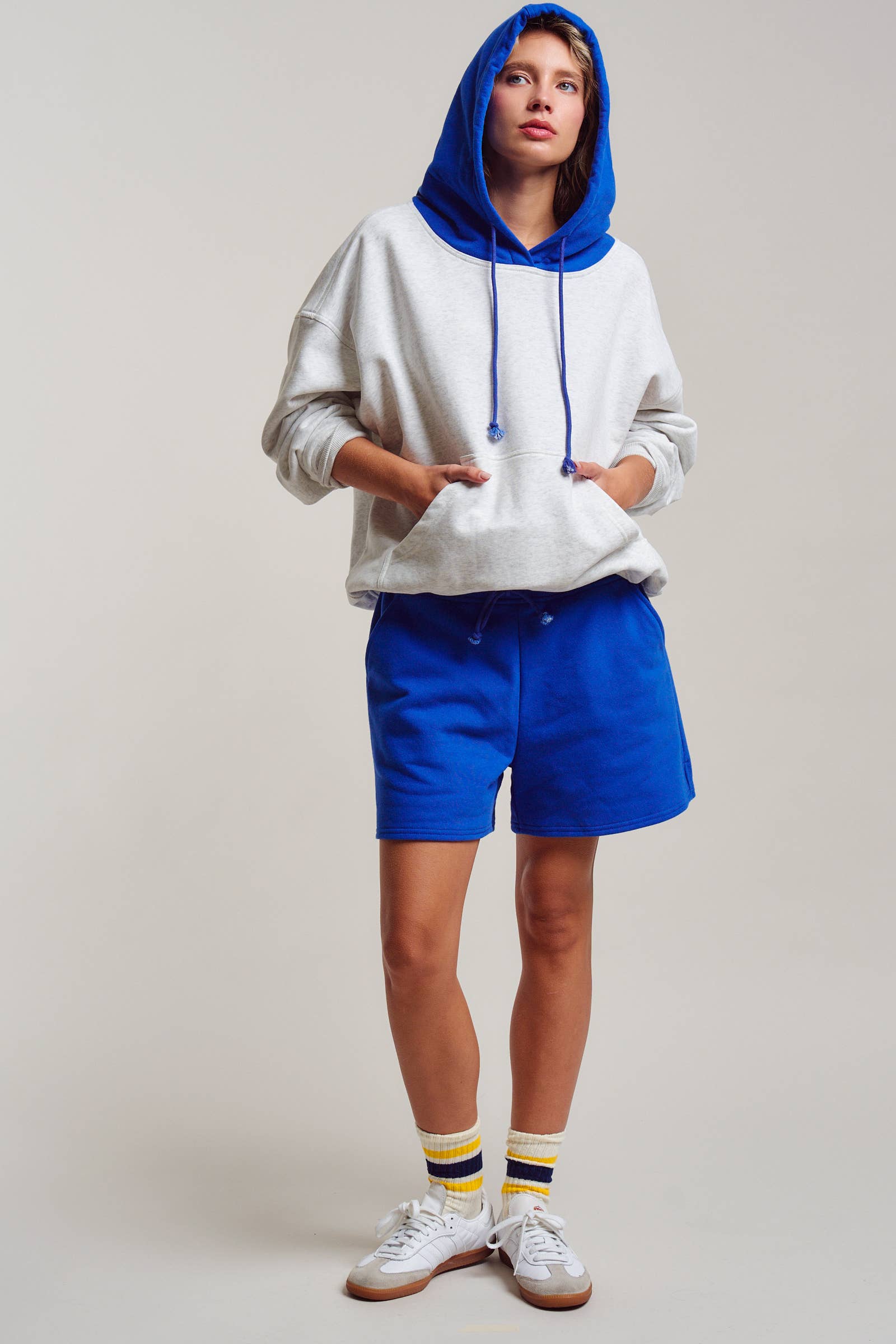 Contrast Hood Colorblock Pullover Hoodie