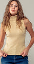 Urban Daizy Sleeveless Ribbed Knit Turtleneck Top Camel Knit Top - Women's (UDZ-TP-00703)