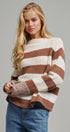 Striped Oversized Chunky Knit Sweater in BROWN - Women's Sweaters | Urban Daizy