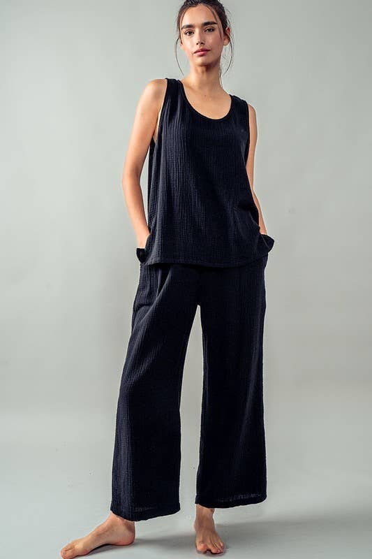 Urban Daizy Vintage Washed Double Gauze Tank Top Black Tank Top - Women's (UDZ-TP-00487) – alternate view 21