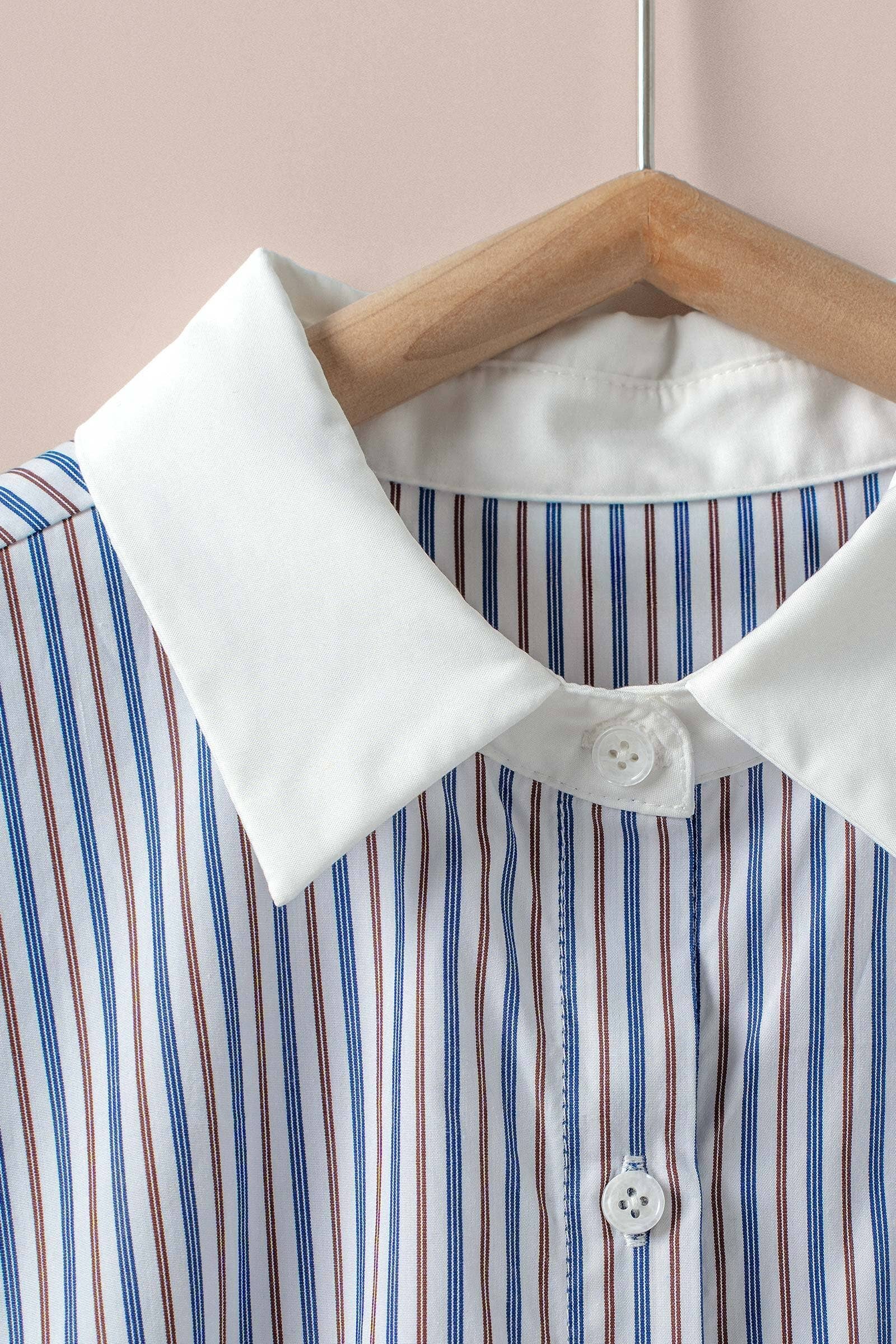 Urban Daizy Stripe Contrast Collar Button Down Shirt Stripe Button Down Shirt - Women's (UDZ-TP-01006) – alternate view 12