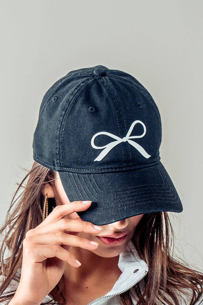 Urban Daizy Bow Graphic Relaxed Fit Baseball Cap Beige Baseball Cap - Women's (UDZ-AC-00112) – alternate view 4