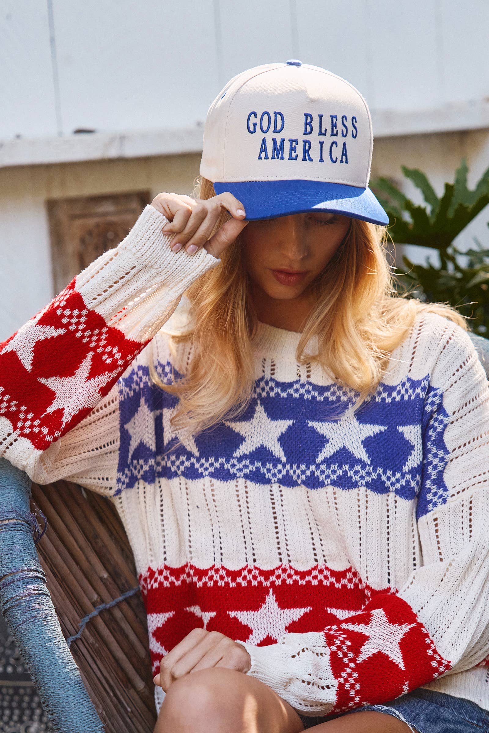 GOD BLESS AMERICA Embroidered Trucker Hat