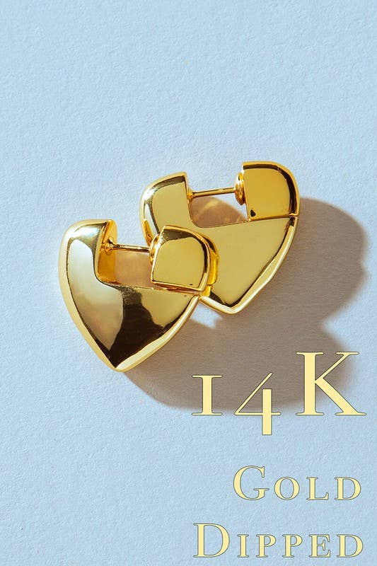 Urban Daizy 14K Gold Elegant Puffed Heart Stud Earrings Love Symbol Gold Stud Post Earrings (UDZ-JW-00009) – alternate view 2