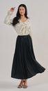 Washed Satin Crinkle Pleated Maxi Skirt in BLACK - Women's Maxi Skirts | Urban Daizy