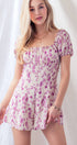 Urban Daizy Romantic Puff Sleeve Open Back Floral Romper Ivory Lavender Romper - Women's (UDZ-JR-00001) ������ï¿