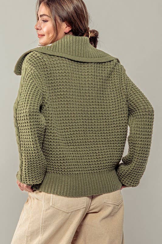 Urban Daizy Textured Cable Knit Sailor Jacket Beige-Buff Jacket - Women's (UDZ-OT-00317) – alternate view 32