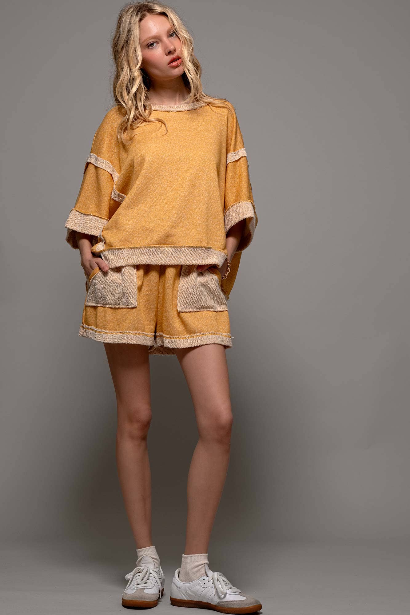 Urban Daizy Garner Cozy Reverse Stitch Colorblock Short Black Lounge Shorts - Women's (UDZ-PT-00209) – alternate view 30