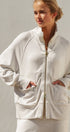 Scuba Zip Up Track Bomber Jacket Pilates Athflow for Women in WHITE MELANGE - Women's Jackets & Blazers | Urban Daizy