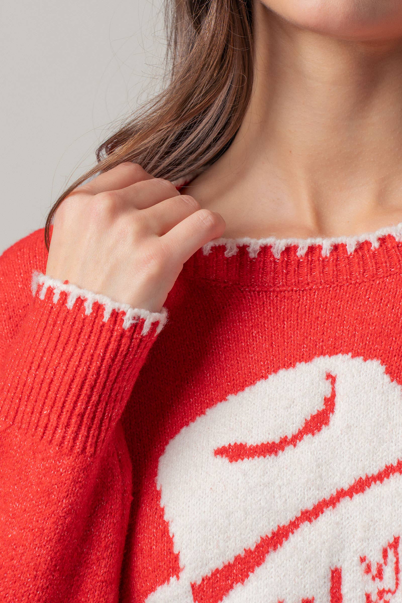 Urban Daizy Cowboy Boot Graphic Knit Sweater Red Knit Sweater - Women's (UDZ-KN-01040) – alternate view 13