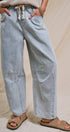 Urban Daizy Relaxed Drawstring Barrel Denim Pants Lt-Denim Jeans - Women's (UDTP1477-Lt-Denim)