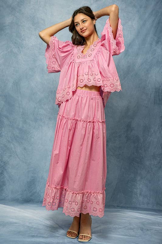 Urban Daizy Laced Eyelet Tiered Midi Skirt Lt-Blue Skirt - Women's (UDZ-SK-00108) – alternate view 11