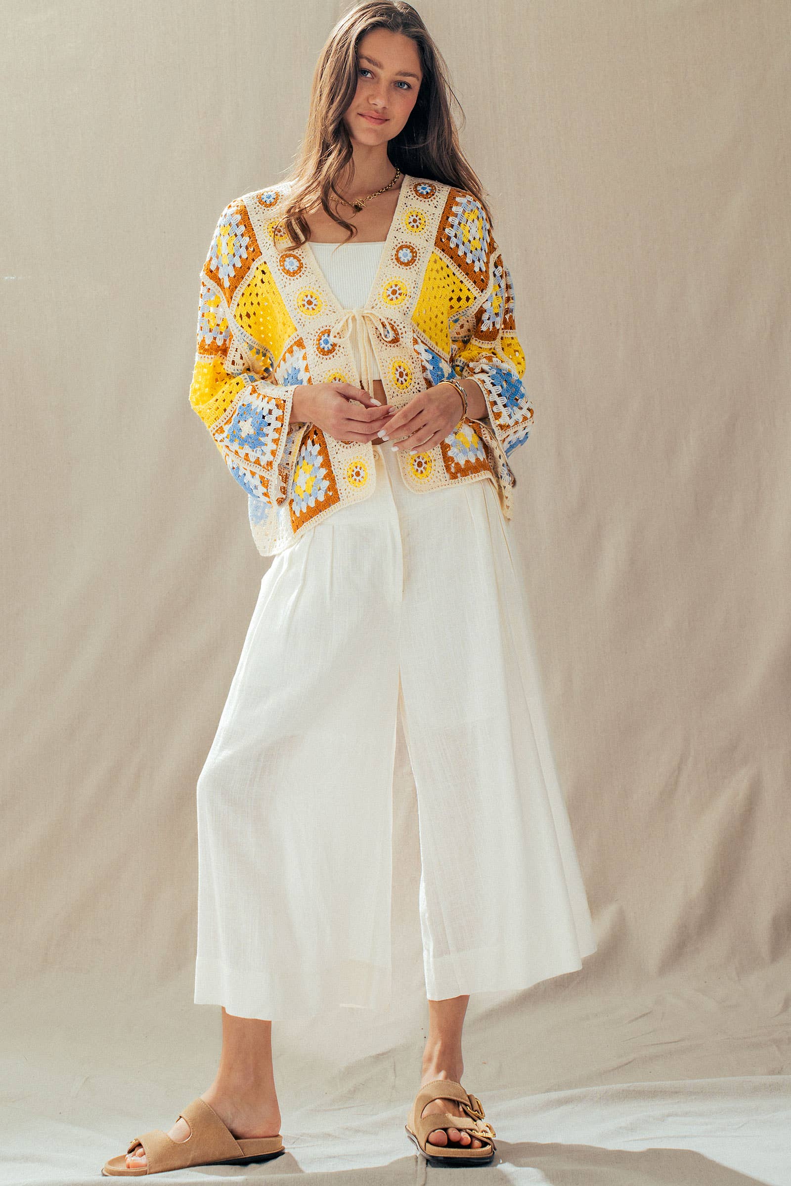 Bohemian Extra Wide Leg Ankle Length Pull On Pants