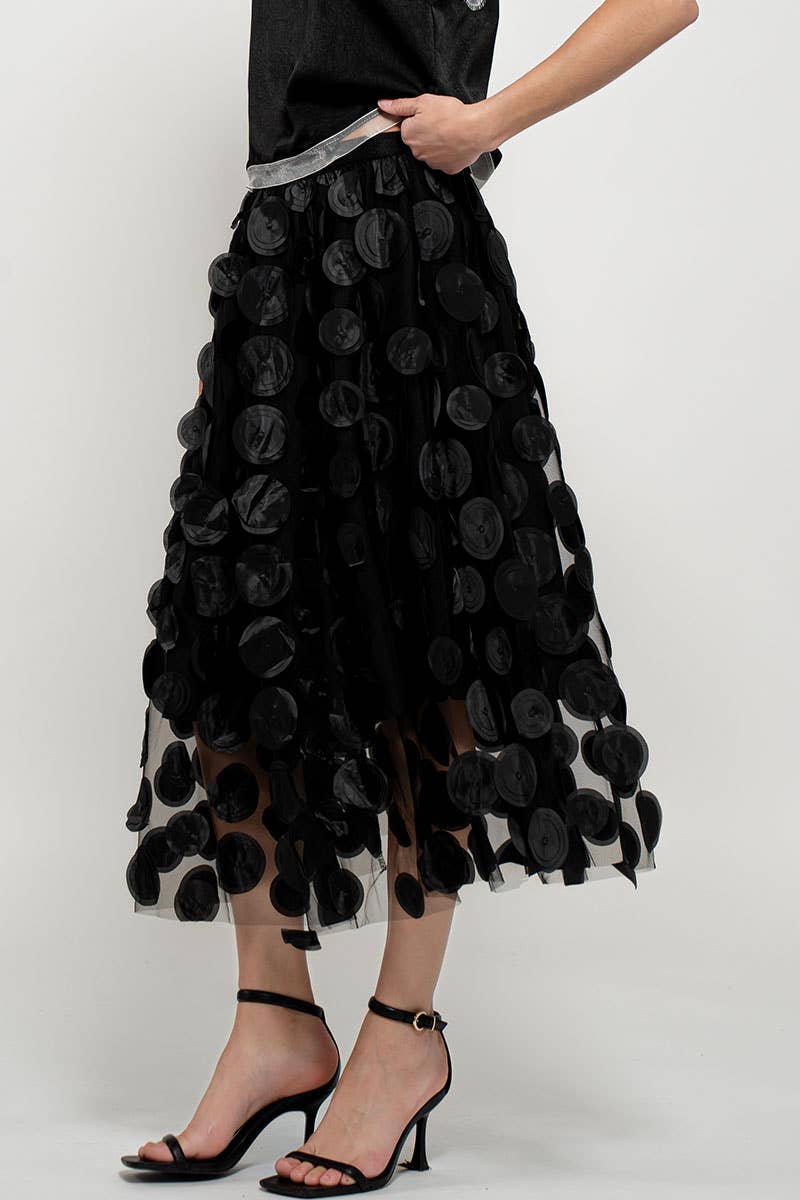 Urban Daizy Polka Dot Tulle Midi Skirt with Elastic Waist Black Skirt - Women's (UDZ-SK-00104) – alternate view 18